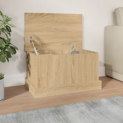 vidaXL Cutie de depozitare din lemn stratificat, stejar Sonoma, 50x30x28 cm