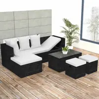 Gossi set mobilier de gradina cu perne, 4 piese, negru, poliratan