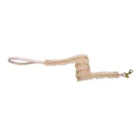 Lesa textila, crem, decorata cu dantela si lantisor din cristale, lungime 1.2 m, latime 1.2 cm