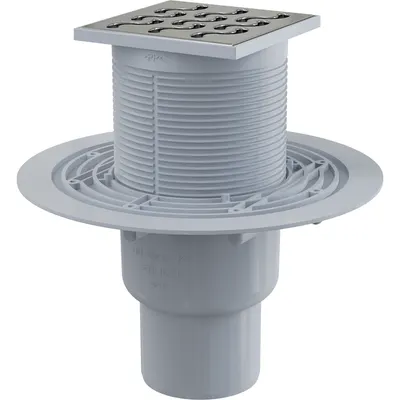 Sifon pardoseala cu gratar otel inoxidabil, 105x105 mm iesire verticala si guler izolatie APV202