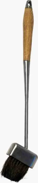 Perie pentru semineu - inox cu maner de lemn