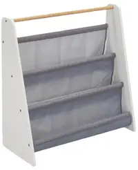 Raft portabil pentru copii pentru carti si jucarii Ginger Home - alb-gri