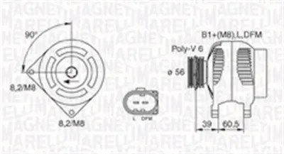 Alternator (14v, 90a) Potrivit Audi A3, Allroad C5; Ford Galaxy I; Seat Alhambra, Cordoba, Cordoba Vario, Ibiza Ii, Ibiza Iii, Ibiza Iv, Ibiza Iv Sc, Inca, Leon, Toledo Ii 1.4d-3.2 03.95