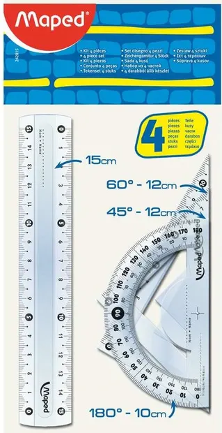 Set de desen Maped - 4 parti, cu linie de 15 cm