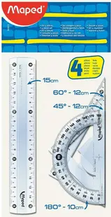 Set de desen Maped - 4 parti, cu linie de 15 cm