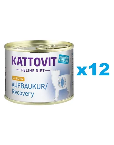 KATTOVIT Feline Diet Recovery Chicken hrana umeda dietetica pentru pisici in convalescenta, cu pui 12 x 185 g