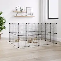 Gossi cusca animale de companie cu usa 28 panouri negru 35x35 cm otel