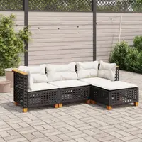 Gossi set mobilier de gradina cu perne, 4 piese, negru, poliratan