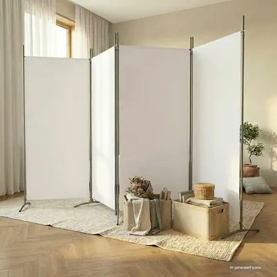 vidaXL Paravan de cameră cu 4 panouri, alb, 346x180 cm, textil