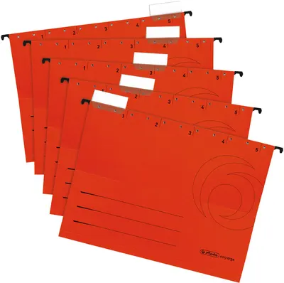 Set de dosare pentru fișet Herlitz Easy Orga - Cu formă de V, roșii, 5 buc