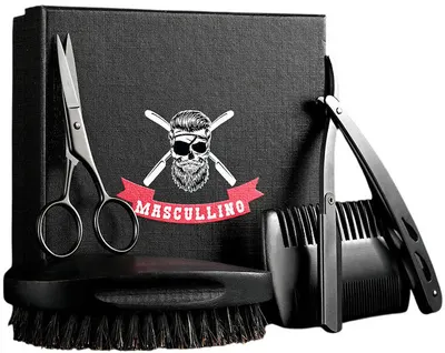 Mascullino Set Accesorii pentru Barbă, 4 piese