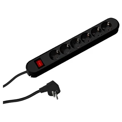 Prelungitor Bachmann SMART 6xCEE7/3 PC, cu intrerupator, lungime cablu 3 m, H05VV-F 3G1.5, NEGRU, demontabil BM-381.151K