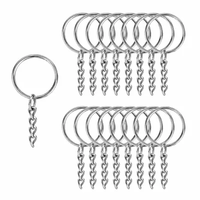 Inele breloc argintii 2.5cm cu lanț (200 buc)