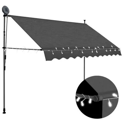 Gossi copertina retractabila manual cu led, antracit, 250 cm