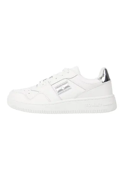 Pantofi sport de piele cu aplicatie logo - Alb/Argintiu