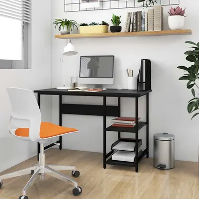 vidaXL Birou de calculator, negru, 105x50x72 cm, MDF și metal