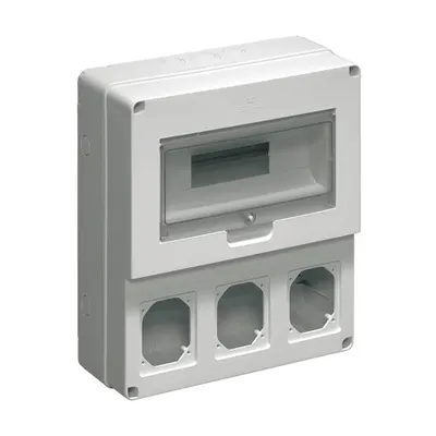 Industrial Board For 3 Horizontal Sockets, 12 Mod