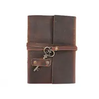 Jurnal vintage, 17.5x12.5cm, piele naturala, cu cheie metalica, Krashell