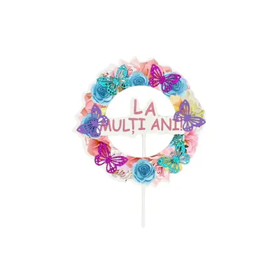 Cake Topper tort La Mulți Ani ghirlandă floricele