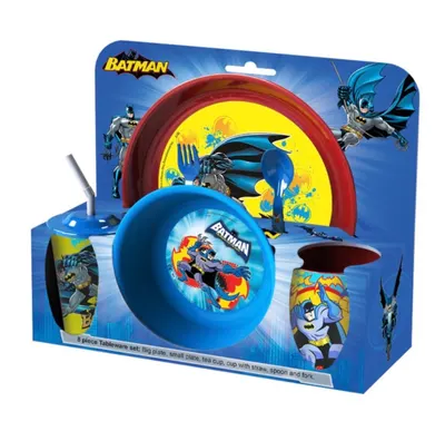 Set mic dejun plastic, 8 piese Batman