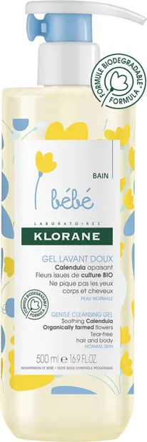 Gel spumant pentru par si corp, 500 ml, Klorane Bebe