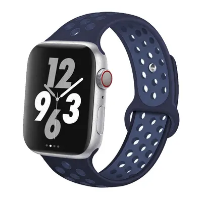 Curea Sport perforata pentru Apple Watch, Silicon, Midnight Navy - 44/45/46/49 mm , Medie Engros