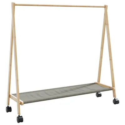 Gossi suport pentru haine cu rafturi si roti 106x34x106,5 cm bambus