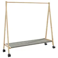 Gossi suport pentru haine cu rafturi si roti 106x34x106,5 cm bambus