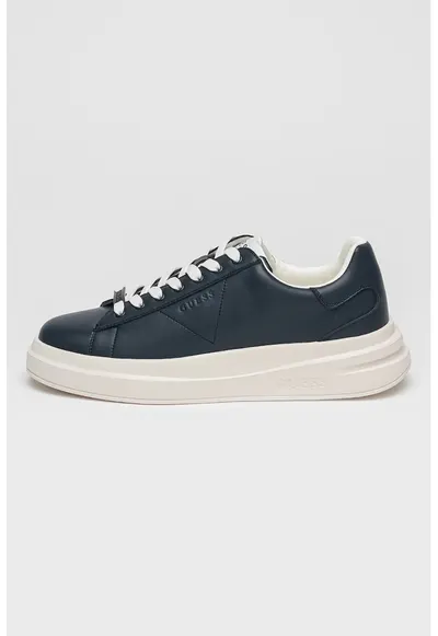 Pantofi sport din piele si piele ecologica - Alb/Bleumarin