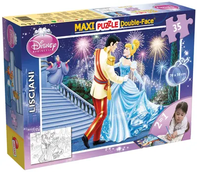 Puzzle cu două fețe Lisciani pentru colorare 35 piese - Cenușăreasa