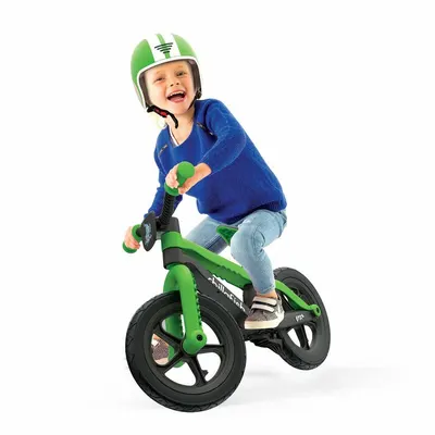 Bicicleta copii fara pedale Chillafish BMXie 02 Kiwi 12 inch, varsta 2-5 ani, suport pentru picioare si frana integrata, scaun reglabil de la 32 la 39 cm, anvelopele RubberSkin