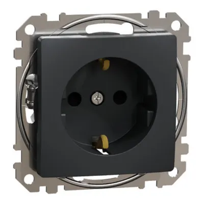 Sedna Design, Priza 2P+E cu obturatoare, fara surub, antracit