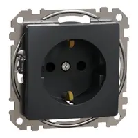 Sedna Design, Priza 2P+E cu obturatoare, fara surub, antracit