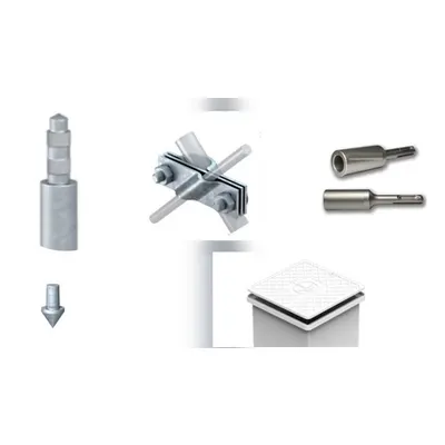 Pachet complet impamantare fotovoltaica – 4 electrozi cu varf, clema, cutie de legatura , 5 metri conductor aluminiu si adaptor batere
