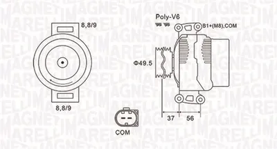 Alternator (14v, 180a) Mercedes Sprinter 3,5-T (906), Sprinter 3-T (906), Sprinter 4,6-T (906), Sprinter 5-T (906), Viano (w639), Vito Mixto (w639), Vito (w639) 2.0d 2.1d 2.2d Dupa 2003