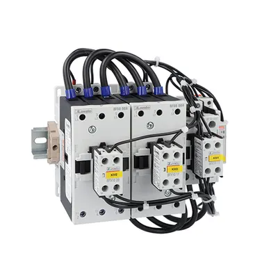 Ansamblu complet pornire stea triunghi, fara carcasa, cu releu de timp pan la 12 secunde si maxim 30 opreatii pe ora , Curent maxim de lucru 85A. bobina tensiune 400VAC 50/60HZ