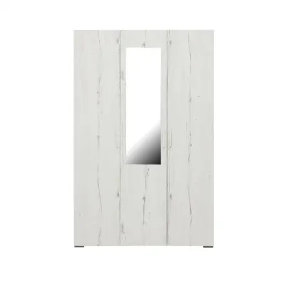 Dulap CORINNE 3 usi, 4 rafturi, bara de haine, oglinda, alb Elvetia, 120x50x188 cm