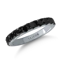 Inel semi eternity din aur alb cu diamante negre de 0.89ct