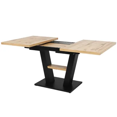 Masă extensibilă pentru dining cu picioare în formă de V, Culoare naturală | Aosom Romania