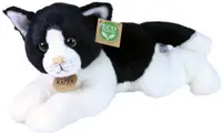Jucărie de pluș Rappa Eco Friends - Pisică alb-negru culcată, 30 cm