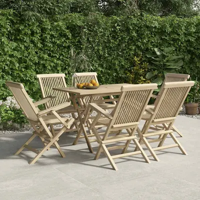 vidaXL Scaune pliabile 6 buc. gri 56x61x89 cm lemn masiv de tec