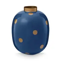 Vaza decorativă, din metal, Pip Studio, Dots Navy/Gold, 32 cm, colecția Dot Delight