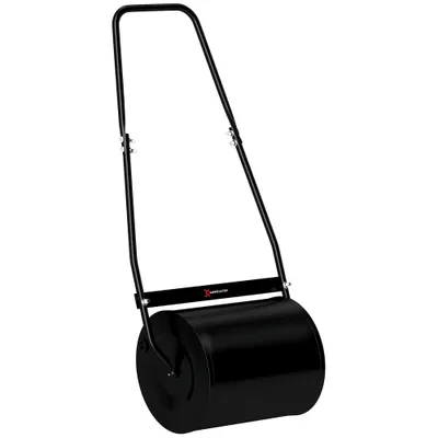 Outsunny Roleu de Gazon Grădină din Oțel cu mâner dim. 47L x 32l x 105H cm lestare Max. 30 L Negru | Aosom Romania