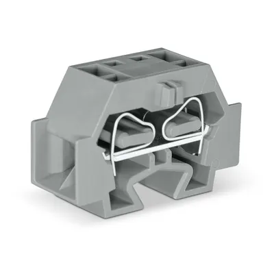 Space-saving, 4-conductor end terminal block; without push-buttons; without protruding snap-in mounting foot; for terminal strips with snap-in mounting feet; 4 mm²; CAGE CLAMP®; 4,00 mm²; gray