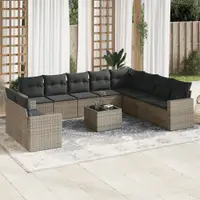 Gossi set canapele de gradina cu perne, 11 piese, gri, poliratan