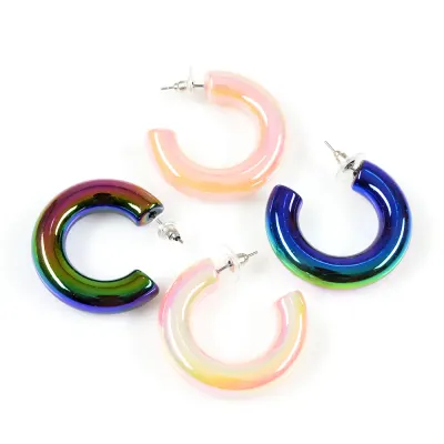 Set 2 perechi de cercei hoop multicolori