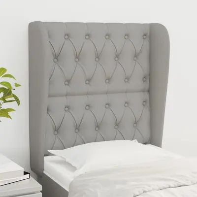 vidaXL Tăblie de pat cu aripioare gri deschis 83x23x118/128 cm textil