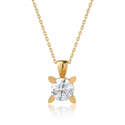 Lant cu pandantiv din aur galben cu diamant de 1ct