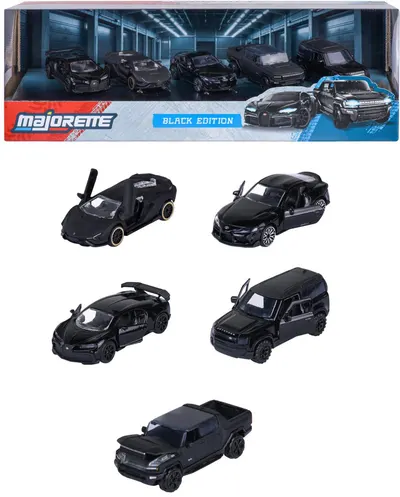 Mașinuțe metalice Majorette - Black edition, 5 buc, 1:64