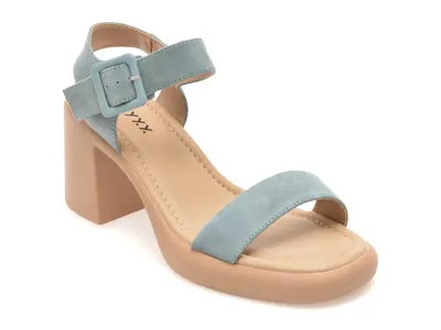 Sandale elegante GRYXX albastre, JL65, din piele intoarsa